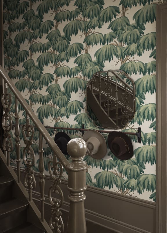 Tapete Sandberg Alba, Emerald – Waldtapete