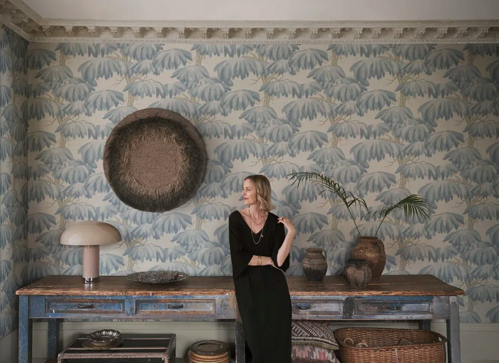 Wallpaper Sandberg Alba, Light blue – Forest wallpaper