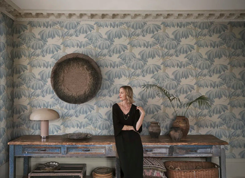 Wallpaper Sandberg Alba, Light blue – Forest wallpaper