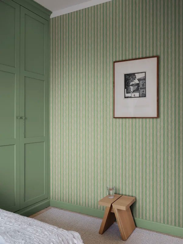Wallpaper Sandberg Albin, Dark Green - Striped wallpaper