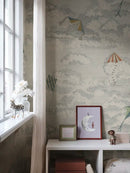 Tapete Sandberg Bonnie und Drachen, Blau – Kindertapete