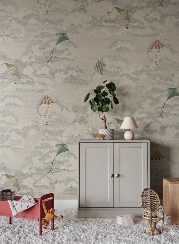 Tapete Sandberg Bonnie und Drachen, Blau – Kindertapete