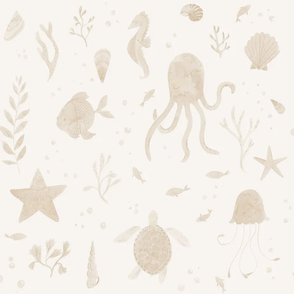 Wallpaper Sandberg Della - Beige – Underwater children's wallpaper