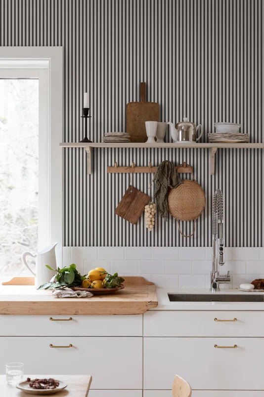 Wallpaper Sandberg Estelle, Graphite – Striped wallpaper