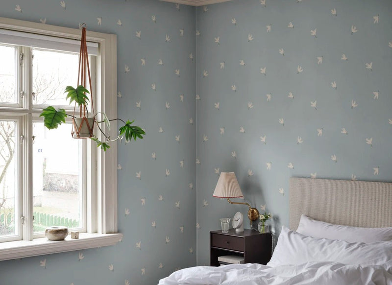 Behang Sandberg Frida, Light blue – Behang met vogels