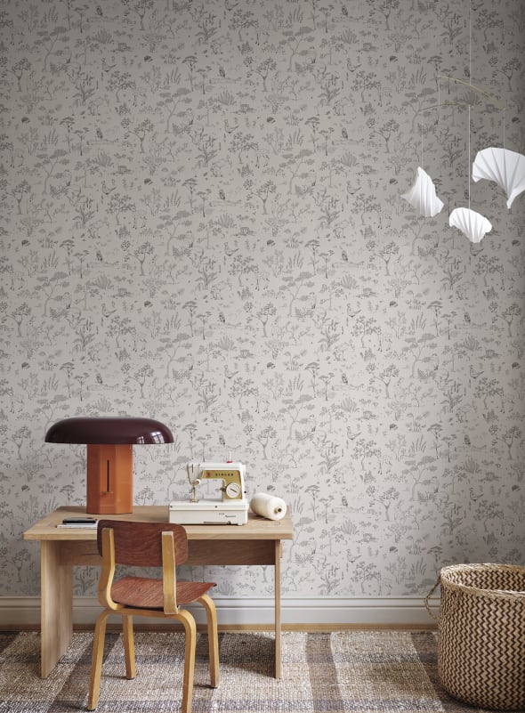 Wallpaper Sandberg Hollie, Graphite – Forest animal wallpaper