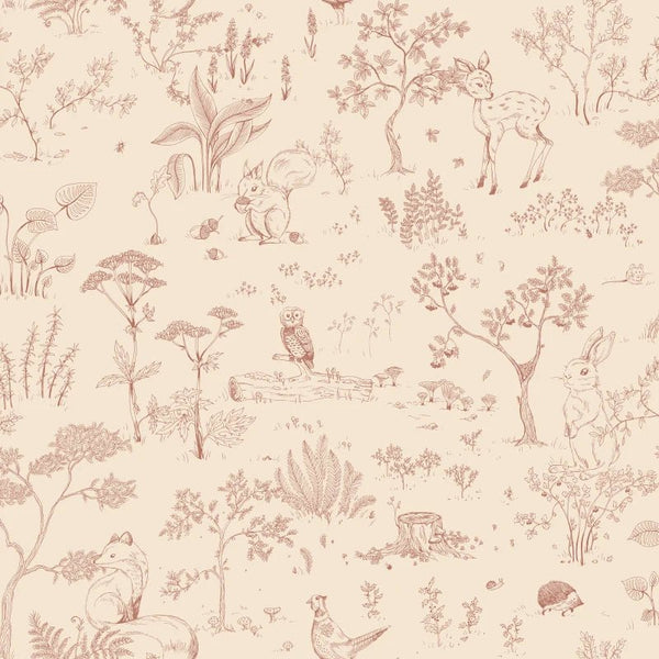 Wallpaper Sandberg Hollie, Terracotta – Forest animal wallpaper