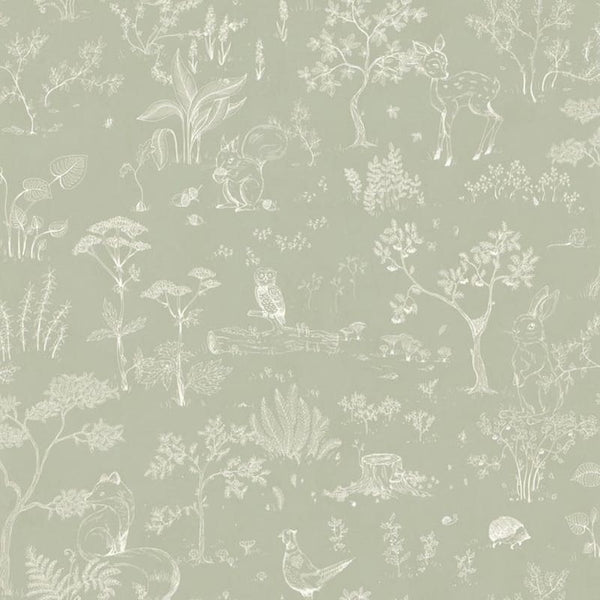 Wallpaper Sandberg Hollie, Pistachio – Forest animal wallpaper