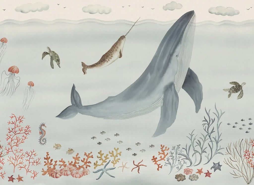 Behangstaal Sandberg Sally, blue – Onderwater behang