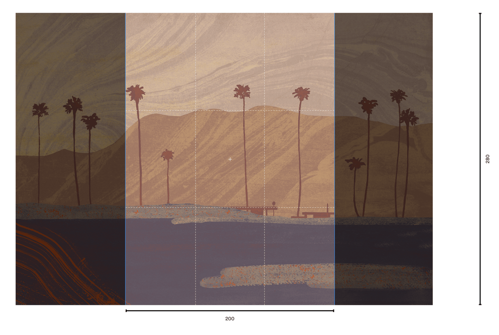 Tres Tintas wallpaper - Palms Views - Dark Blue