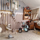 Dekornik - Wallpaper Rustic stripes brown / blue