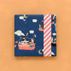 House of Products Sint Inpakpapier - Pakjesboot Blue - Stripes Fluor Orange