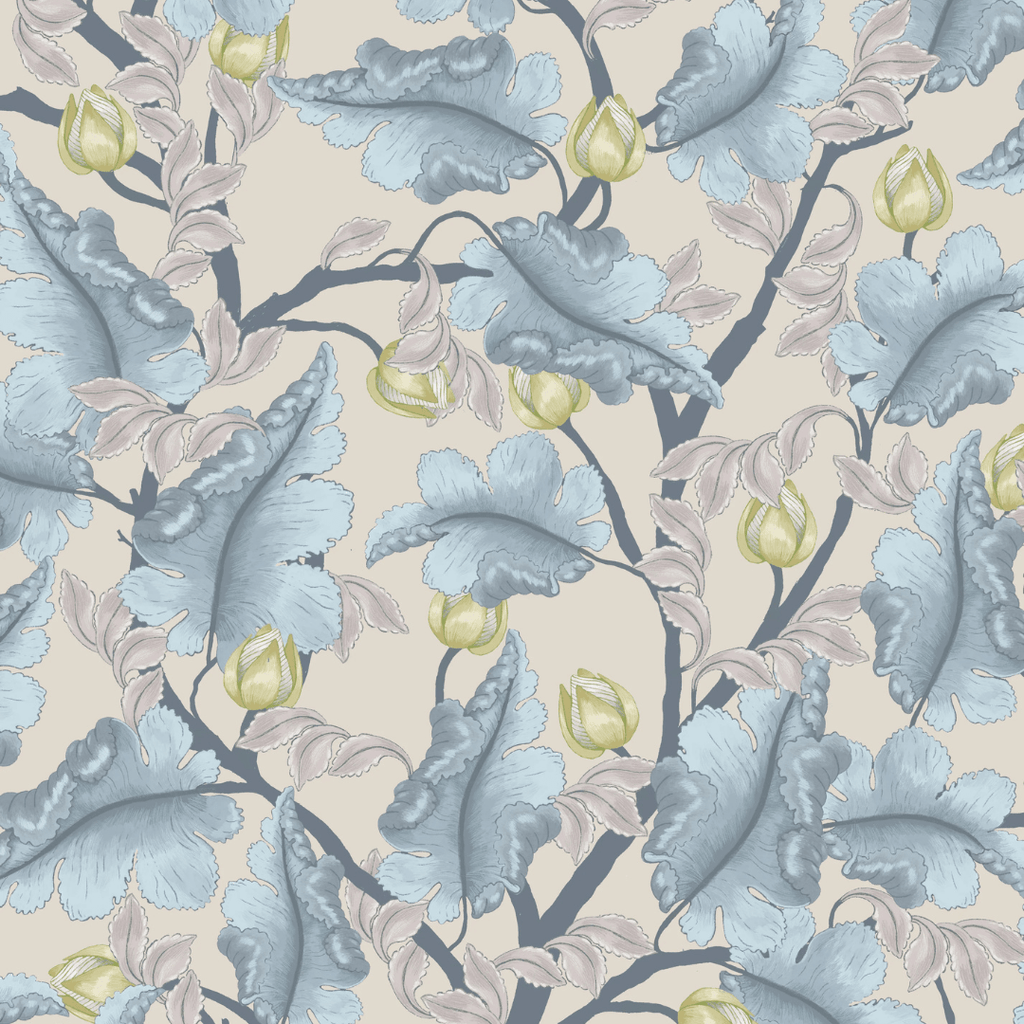 Tapete Sommer graue Blume Tapete - Ranunculus - Beige