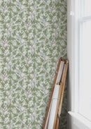 Sommergrau Tapete - Ranunculus - Grün & Crème