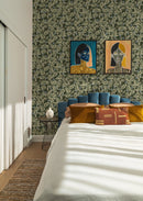 Sommergrau Tapete - Ranunculus - Grün & Blau