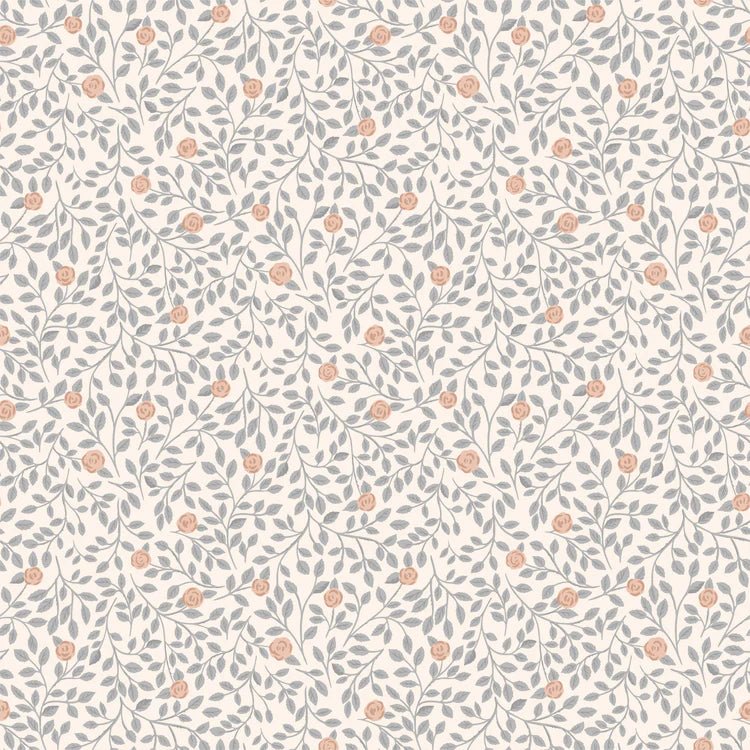 Wallpaper Summer Gray - Climbing Rose - Blue