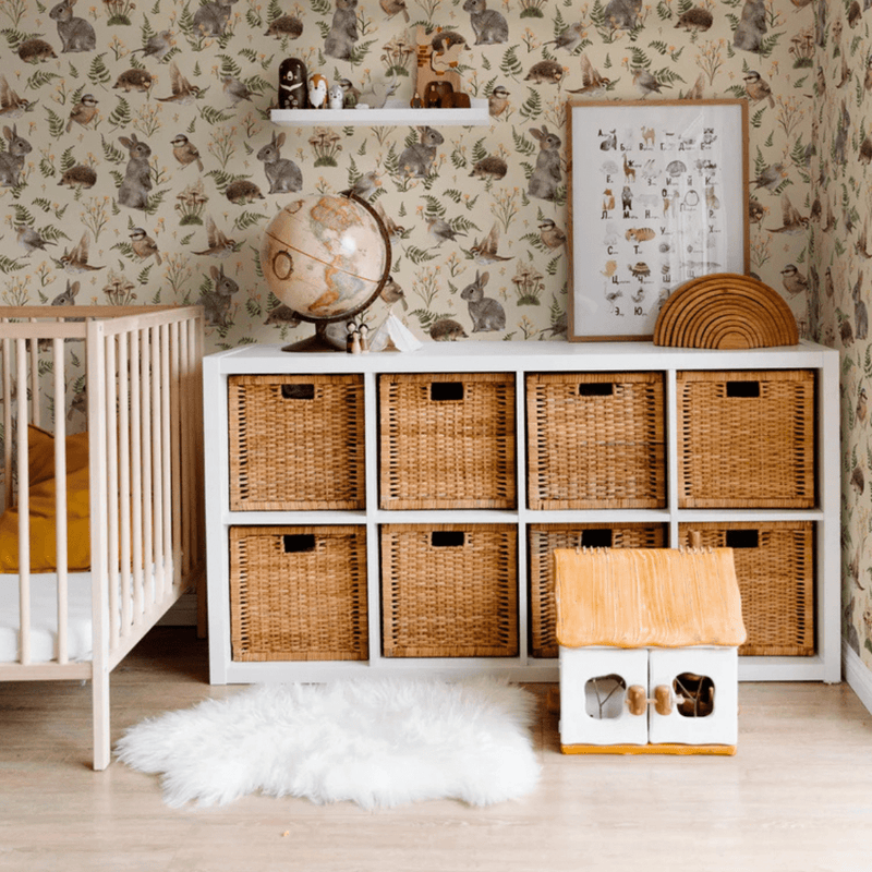 Wallpaper Summer Gray - Birds & Bunnies - ecru