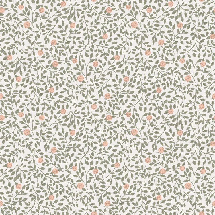 Wallpaper Summer Gray - Climbing Rose - Light green