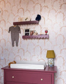 Sommergrau Tapete - Blumenwallpaper - Bluebells - Pink & Creme