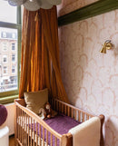 Sommergrau Tapete - Blumenwallpaper - Bluebells - Pink & Creme