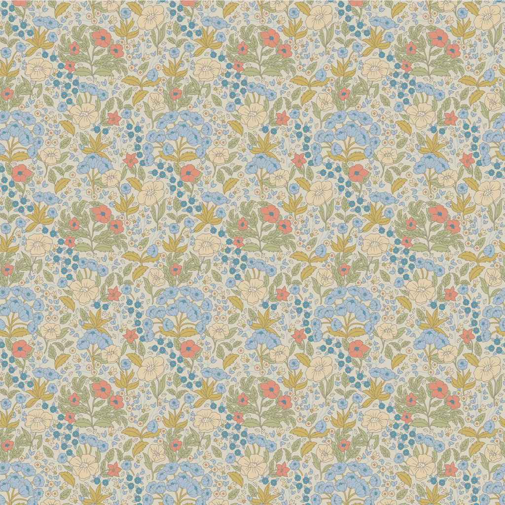 Behangstaal Summer Gray  - Doris - Blauw & Mosterd