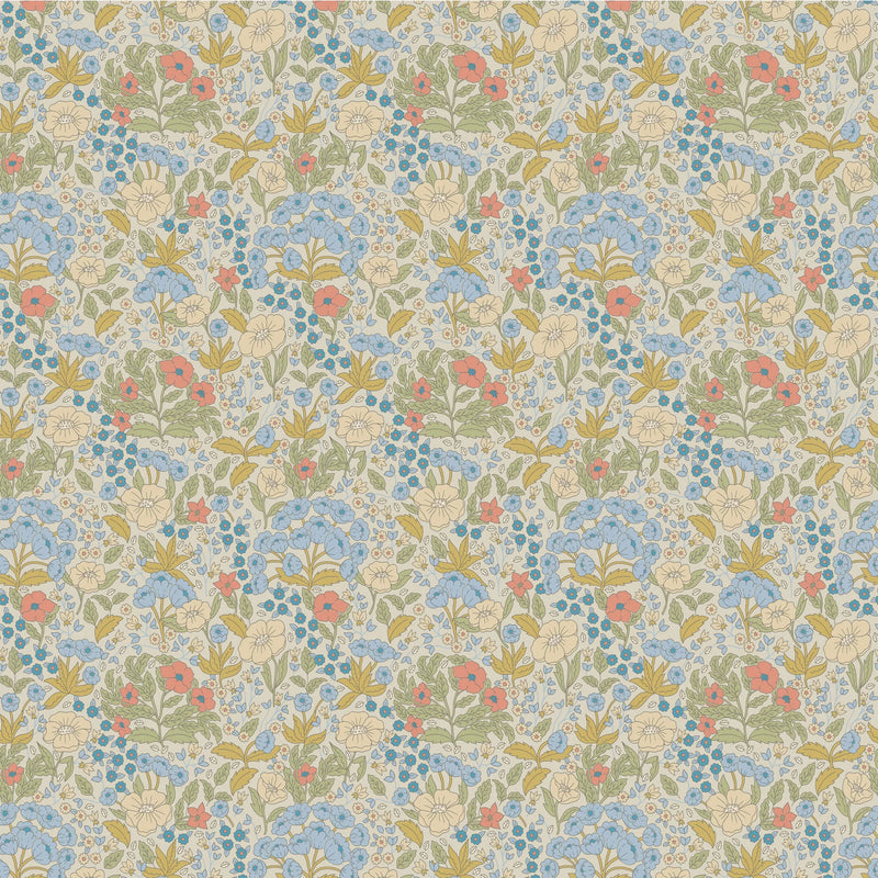 Behangstaal Summer Gray  - Doris - Blauw & Mosterd