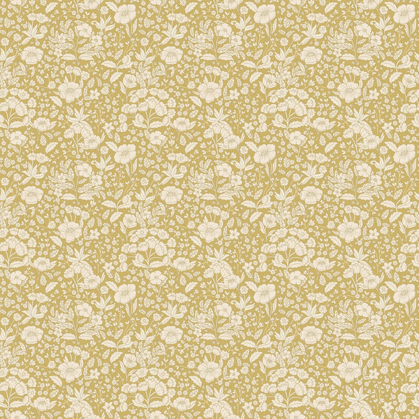 Papel tapiz de verano gris - papel tapiz de flores - doris - Mosterd