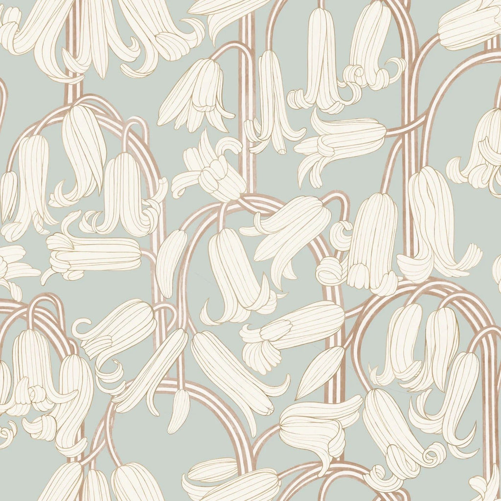 Wallpaper Summer Gray Wallpaper - Bluebells - Dusty Blue