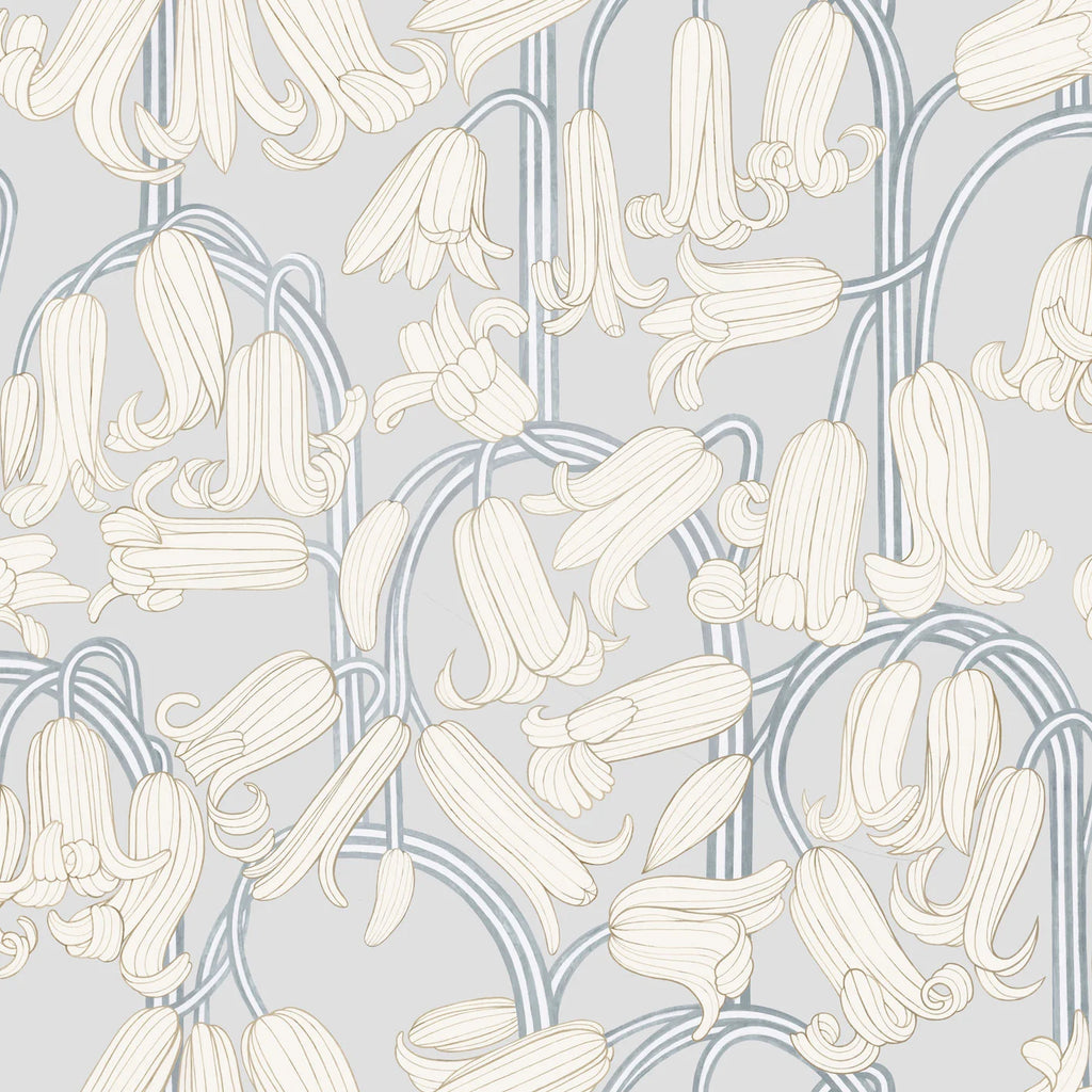 Wallpaper Summer Gray Wallpaper - Bluebells - Gray