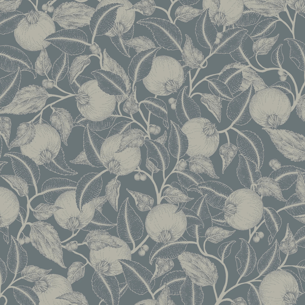 Papel tapiz de verano gris - papel tapiz de flores - granada - verde azulado oscuro