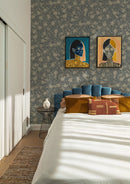 Papier peint Summer Grey - Fleur Fond Papin d'écran - Granche - sarcelle noir