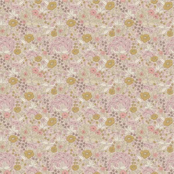 Papel tapiz de verano gris - papel tapiz de flores - doris - rosa