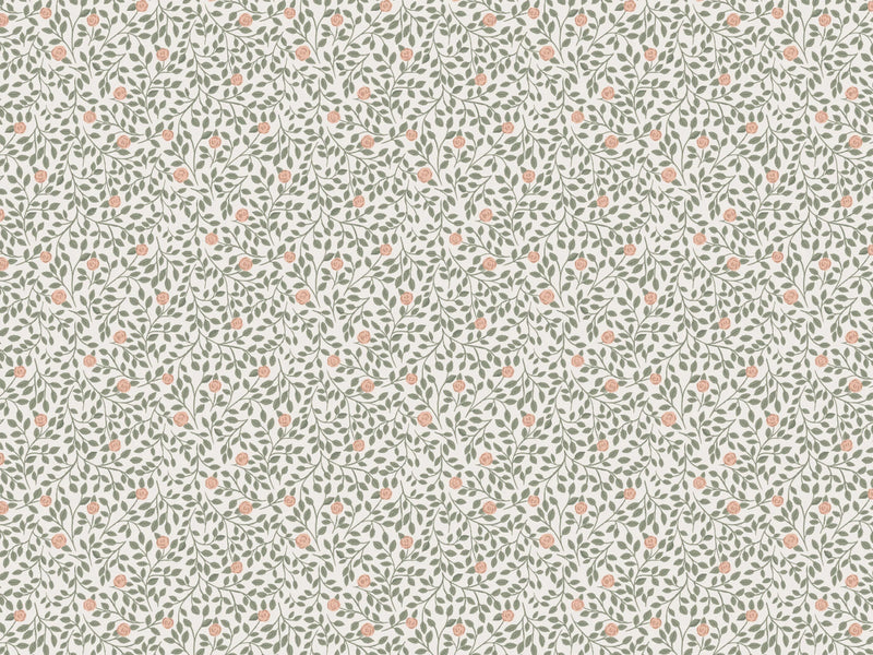 Carta da parati estate grigio - rosa arrampicata - verde chiaro