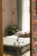 Sommergrau Tapete - Blumenwallpaper - Lola - Pfirsich