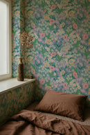 Sommergrau Tapete - Blumen Tapete - Lola - Himmelblau