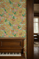 Sommergrau Tapete - Blumenwallpaper - Lola - Gelb