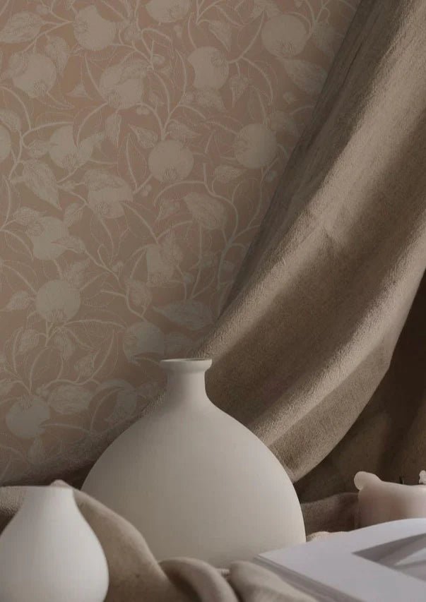 Carta da parati estate grigio - sfondo di fiori - melograno - polverosa pesca