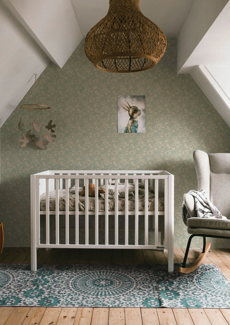 Papier peint Summer Grey - Flower Wallpaper - Doris - Dusty Bleu