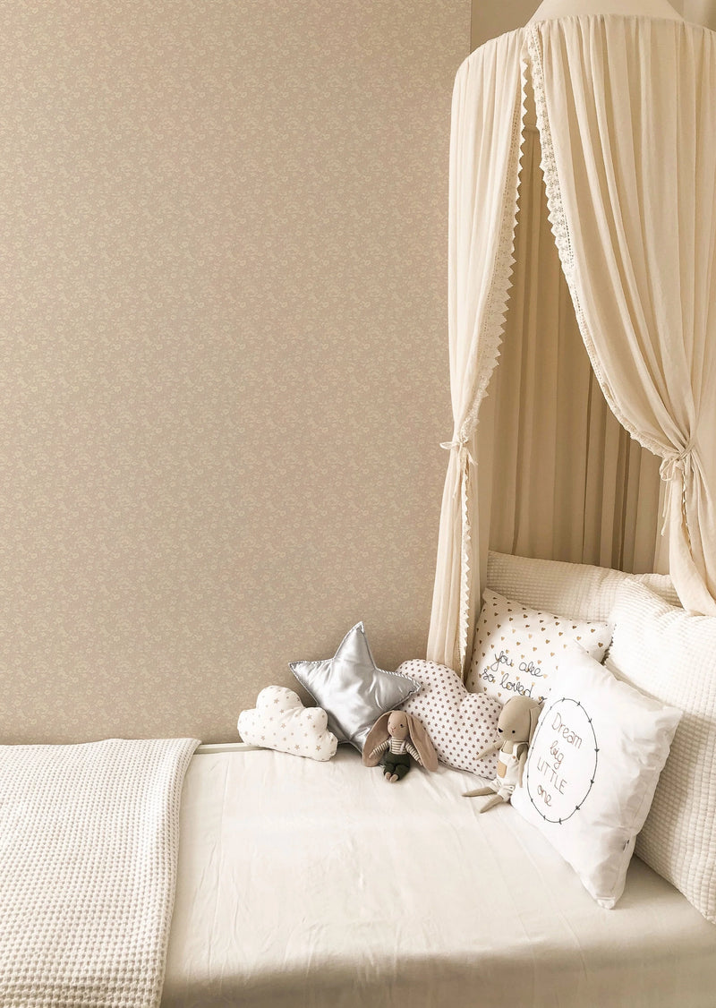 Wallpaper Summer Gray - Flower Wallpaper - Doris - Dusty Pink