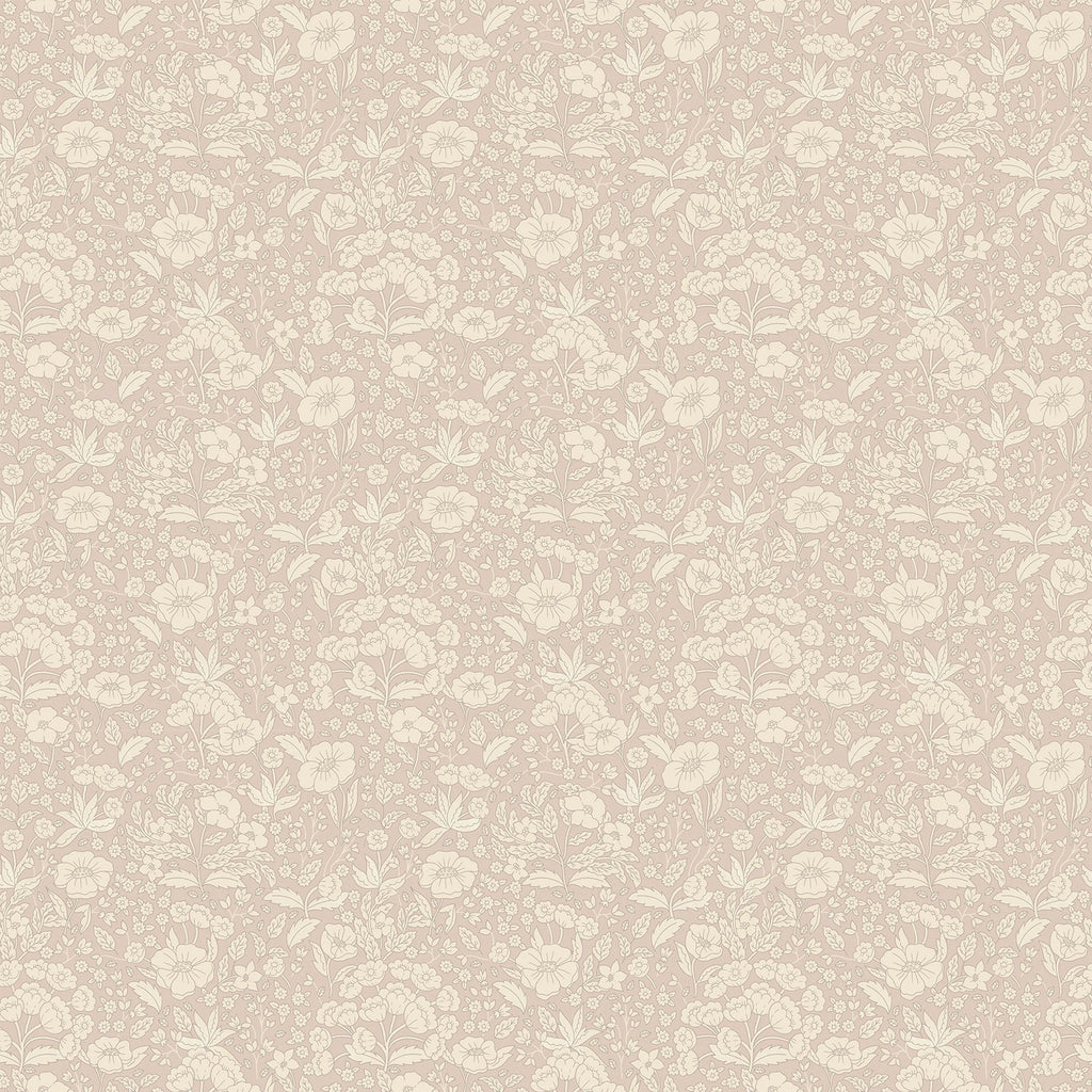 Wallpaper Summer Gray - Flower Wallpaper - Doris - Dusty Pink