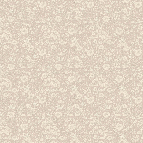 Wallpaper Summer Gray - Flower Wallpaper - Doris - Dusty Pink