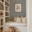 Children’s wallpaper with dark blue stripes, perfect for kids’ bedrooms and nurseries
