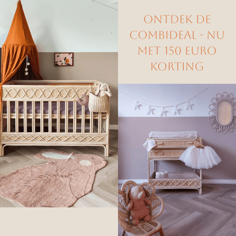 Rotan Commode + Ledikant Combideal - Leo & Moon