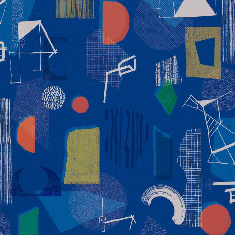 Behangstaal Tres Tintas - Brave Partiture - Blue