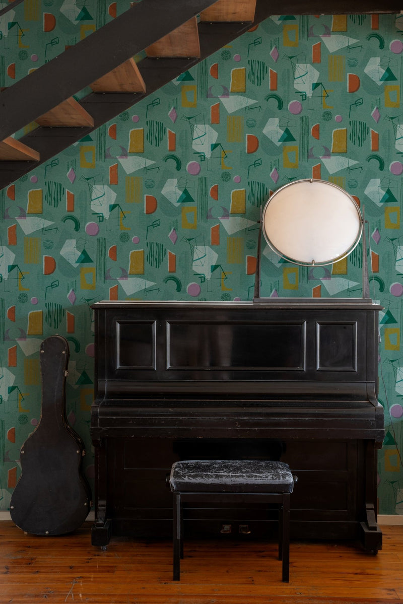 Tres Tintas wallpaper - Brave Partiture - Turquoise