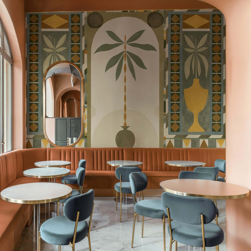 Jungle Arches Beige – Exotisch beige mural behang | Tres Tintas