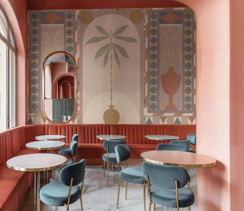 Wallpaper sample Tres Tintas - Jungle Arches - Pink