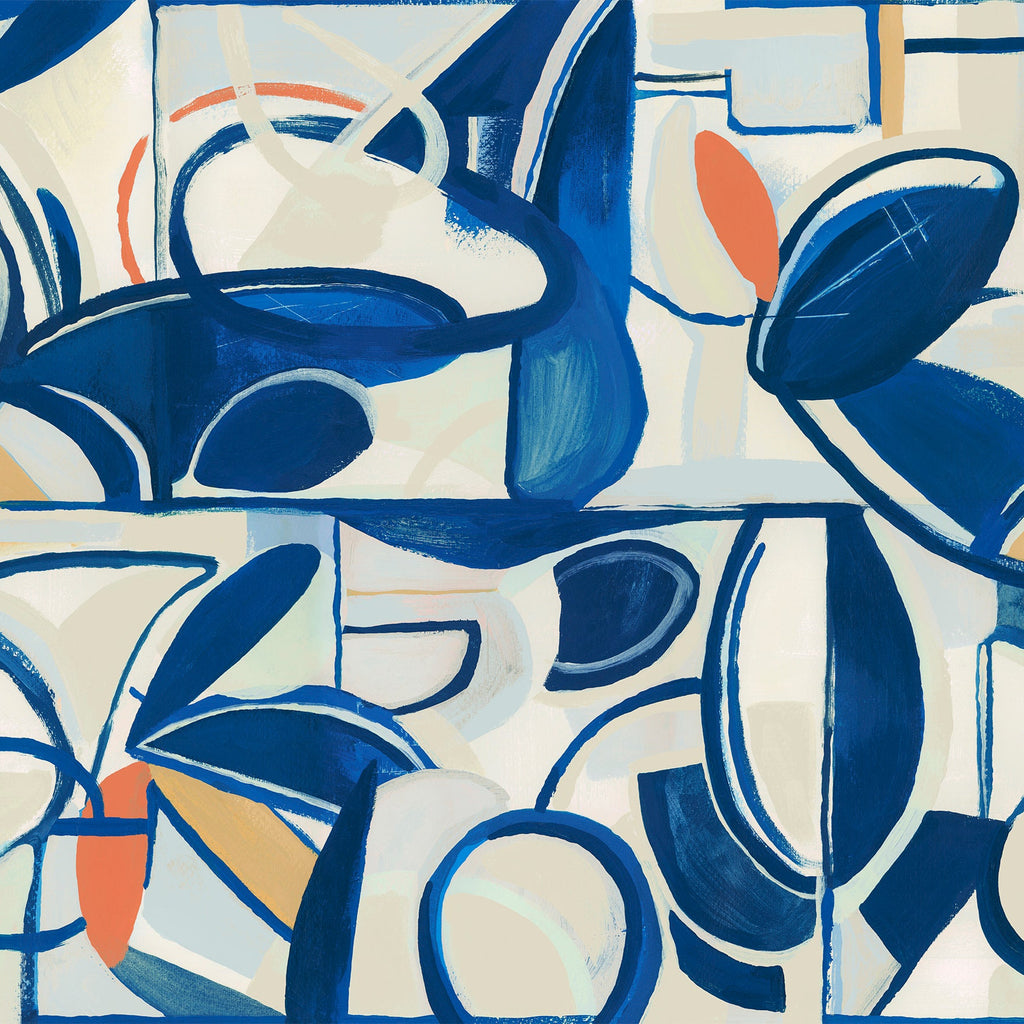 Behangstaal Tres Tintas - Giant Abstract - White & Blue