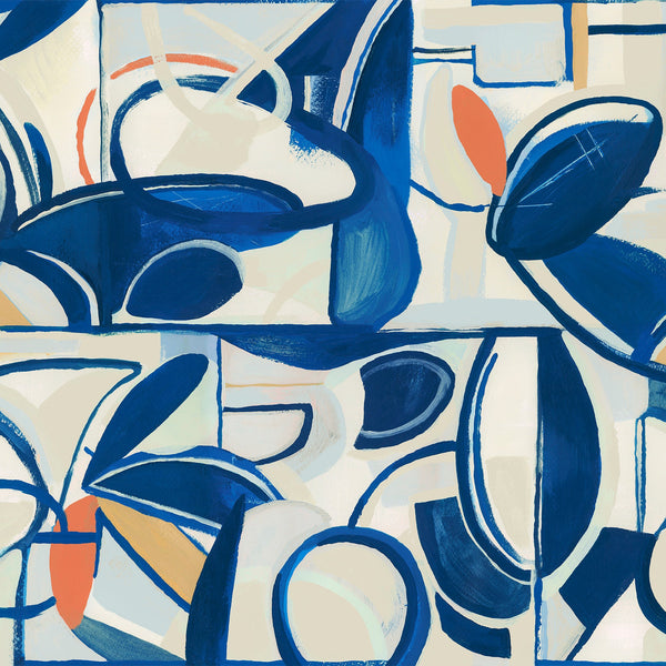 Wallpaper sample Tres Tintas - Giant Abstract - White & Blue