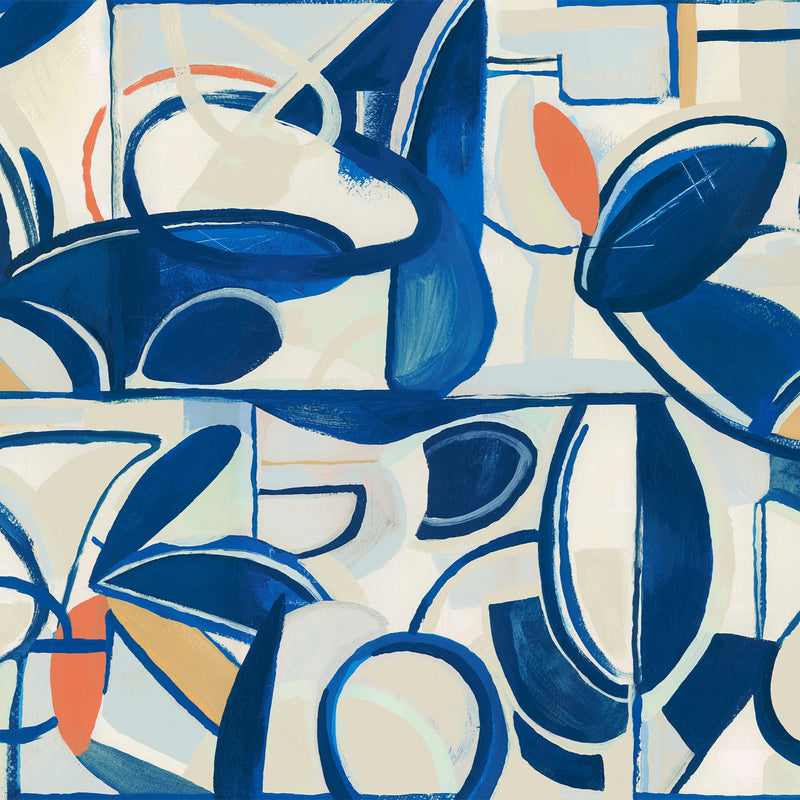 Tres Tintas wallpaper - Giant Abstract - White & Blue